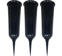 set de 3 vases funéraires en plastique avec piquet de terre | Vase de cimetière noir | Vase funéraire | Vase à enfoncer résistant au gel pour tombe | Vase de fleurs résistant aux intempéries pour cime