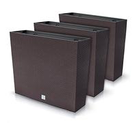 Set de 3 Vases pour Fleurs et Plantes Rectangulaires Rato Case T en Plastique 58x18x49,8 cm Pour Intérieur et Extérieur Bruns Volume 44 Litres Design Modernes