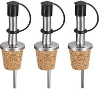 set de 3 verseurs de bouteilles en acier inoxydable avec capuchon de protection et bouchon | Verseur de vin avec bouchon | Doseur avec bouchon | Verseur de spiritueux | Bouchon de bouteille d'huile |
