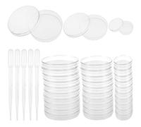 Set de 30 Boîtes de Pétri - 70mm, 55mm, 30mm Boîtes Stériles en Plastique avec Couvercles & 5 Pipettes de Transfert pour Laboratoire, Biologie, Microbiologie