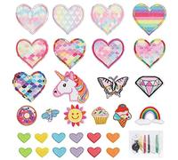 Set De 30 Patchs De Repassage Cartoon Pour Enfants Avec Motif Crème Glacée, Coeurs Colorés Et Avec 1 Paquet D'aiguilles