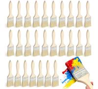 Set de 30 Pinceaux Plats 50mm, pour Peinture, Vernis, Lasure, Colle, Huile, Brosse Plate Large avec Manche Bois, Outils de Peintre pour Bois et Surface Lisse