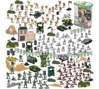 Set de 300 Figurines Militaires pour Enfants avec Petits Soldats, Chars, Avions, Drapeaux et Accessoires de l'Armée, 300 Pièces