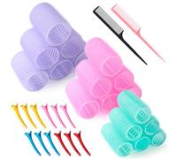 Set de 32 Bigoudis Cheveux, 18 Pièces Rouleaux Cheveux avec 12 Pièces Clips et 2 Peignes, Gros Bigoudis Cheveux pour Cheveux Longs, Moyens, Courts
