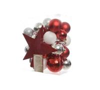 Set de 32 boules de Noël+cimier de sapin coloris-tailles assortis XMAS - Rouge-Blanc
