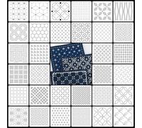 Set de 32 Pochoirs de Sashiko, Pochoir Scrapbooking, Pochoirs Blancs Translucides Réutilisables avec 0,25mm d'épaisseur, Plusieurs Designs pour les Projets de Couture DIY