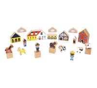 Set de 34 blocs en bois Thème Campagne - JANOD - J05937 - Rouge - Dès 3 ans