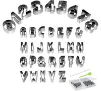 Set de 35 Emporte-Pièces en Acier Inoxydable pour Lettres et Chiffres - Pour Biscuits, Fondant, Pâte, Fruits et Légumes
