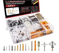 Set de 352 Vis et Chevilles, Vis Autoforeuses à Tête Plate Phillips, Chevilles pour Briques Béton Placo
