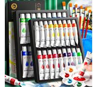 Set de 36 couleurs de peinture acrylique - pigments riches non-décolorants en bouteilles de 12 ml pour la peinture sur canevas, bois, tissu - pour artistes, débutants, fournitures DIY ABS