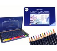 Set de 36 crayons aquarelle, support en métal