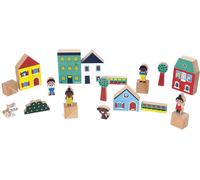 Set de 36 Cubes en Bois Massif-Thème Ville-Idéal Complément Tapis de Voiture-Jouet de Construction-Développe l'imagination-Jouet en Bois FSCTM-Dès 2 Ans-J05917