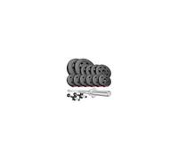 HOP-Sport® Kit de Musculation 38 kg Barres d'Haltère Longue 167 cm et Deux Barres Courtes 45 cm, Set de Disques de Poids 2x5, 4x2,5, 6x1,25 kg, Ensemble d'haltères avec Fermetures en étoile