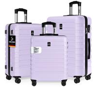 Set de 3x Valises Rigides M, L, XL DEUBA® Coque ABS Résistante & Légère 4 Roues Doubles 360°, Poignée Télescopique - Lila Pastel