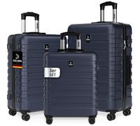 Set de 3x Valises Rigides M, L, XL DEUBA® Coque ABS Résistante & Légère 4 Roues Doubles 360°, Poignée Télescopique - Bleu marine