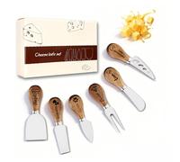 Set de 4/6 Couteaux à Fromage & Charcuterie Personnalisés, Gravés sur Mesure Nom/Date/Logo, Manche en Bois d'Acacia, Idéal pour Plateau de Fromage & Cadeaux Uniques (6 Couteaux À Fromage)