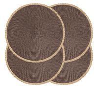 Set de 4/6 sets de napperons tressés ronds de 15 pouces de couleur marron, lavables, essuyables, résistants à la chaleur, convenant pour les fêtes, l'utilisation intérieure et extérieure quotidienne P