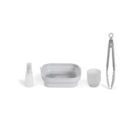 Set de 4 accessoires pour friteuse sans huile - LIVOO - MEN428 - 1 moule 2 en 1 pliable - 1 set de 12 moules - 1 pinceau - 1 pin