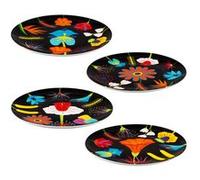 Set de 4 Assiettes - Dessert coloré Jardin fleuri - Pylones Jardin fleuri