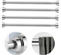 set de 4 barres de rideau de douche de 80cm sans percer, réglable de 85cm à 140cm, barre télescopique pour douche & baignoire, barre de rideau en inox à pincer, barre de penderie en argent