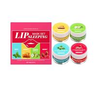 Set de 4 Baumes à Lèvres avec Pinceau, Baume à Lèvres au Miel et Masque de Nuit Hydratant, Non Collant, Pour Soin Quotidien, Voyage ou Pré-Maquillage (#1, 88g)
