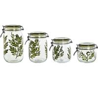 Set de 4 bidons Home ESPRIT vert cristal fer 1,5 L 11,3 x 11,3 x 21,7 cm