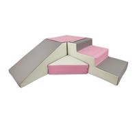 My Velinda - Set de 4 blocs en mousse pour jeu, crèches & maternelles - Blanc/Rose clair/Gris