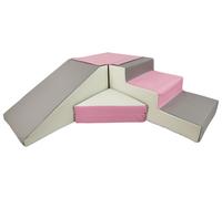 My Velinda - Set de 4 blocs en mousse pour jeu, crèches & maternelles - Blanc/Rose clair/Gris