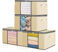 Set de 4 boîtes de rangement sous le lit pliables beige 90 L Vendos85