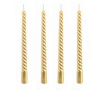 Set de 4 bougies de Noël torsadées dorées 20cm