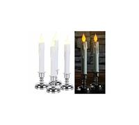 : Set de 4 bougies LED effet flamme vacillante avec chandeliers
