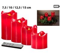 Set de 4 bougies LED en cire véritable - Rouge avec flamme vacillante Britesta