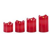 Set de 4 bougies LED en cire véritable - Rouge avec flamme vacillante rouge G