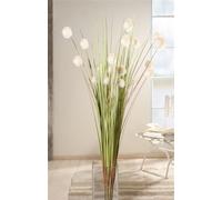 set de 4 bouquets décoratifs "boule de fleurs", 105 cm de haut, herbe artificielle avec fleurs blanches, bouquet d'herbes, herbe décorative