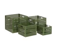Set de 4 caisses de rangement en métal empilables Blanc 35x30x35 cm