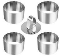 Set de 4 cercles 7,5 cm et 1 poussoir - Lares - Gris - Inox gris G