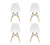 Set de 4 chaise Eames Plastic DSW structure érable doré golden maple base/black steel/ felt gliders white