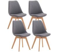 CLP Lot de 4 chaises de salle à manger Linares Tissu velours aspect cuir Gris structure bois