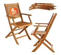 Set de 4 chaises de jardin pliantes ""Sydney"" en bois d'acacia certifié FSC® pour salon de jardin sydney accoudoirs extérieur