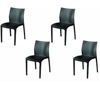 Set De 4 Chaises De Jardin Tree En Polypropylène Simili Rotin Anthracite