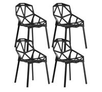 Set de 4 chaises de salle à manger - Salon - Bureau - Chaise design moderne - Pieds en métal - Noir - Lot de 4