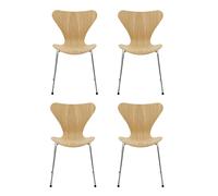 Set de 4 chaises Série 7™ bois naturel chromed steel base