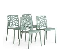 Set de 4 chaises TRIXY en polypropylène renforcé, empilables, résistantes - Idéales jardin et intérieur (4 chaises, Sauge)