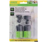 Set de 4 connecteurs de tuyau de jardin - Kinzo Garden - Dimensions 190 x 35 x 130 mm - Poids 0,083 KG