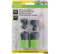 Kinzo Lot de 4 raccords de tuyau d'arrosage 1/2"