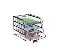 Set de 4 corbeilles à courrier coulissantes Noires Mates