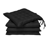 Set de 4 coussins de chaise 40x40 avec rubans Lea, noir