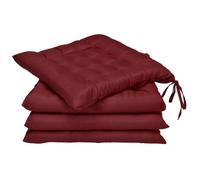 Beautissu Coussin Chaise Jardin Lea - Lot de 4 - Coussin Exterieur Confortable et épais - Idéal pour intérieur et extérieur - 40x40x5 cm - Rouge foncé