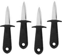 set de 4 couteaux à huîtres avec œillet de suspension | couteau pour fruits de mer | ouvreur d'huîtres pratique | ouvre-moule en acier inoxydable avec manche en plastique | casse- huîtres avec protect