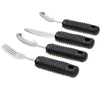 Set de 4 couverts Sammons Preston Sure Grip, 3,8cm, cuillère à café, cuillère, couteau et fourchette,en acier inoxydable avec épaisse poignée en caoutchouc nervurée, facilitant la prise en main